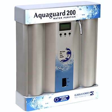 A diagram illustrating the Unique Reverse Flow technology inside the Aquaguard Pro 200 UV purifier.