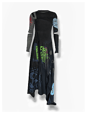 Face-back Vented Sleeve Sash Dress in Black Face-back Vented Sleeve Sash Dress in Black