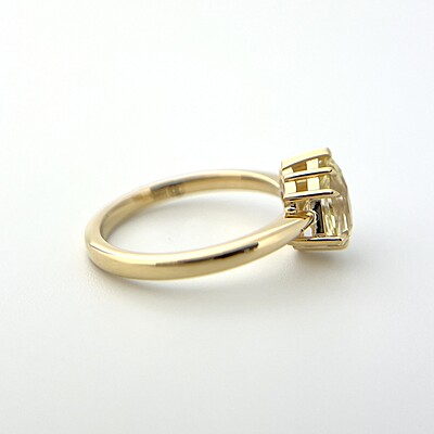 One of a Kind Shield Cut Yellow Sapphire and Diamond Ring