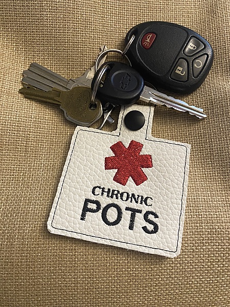 Medical Alert POTS Faux Leather Keychain: Snap Tab ID