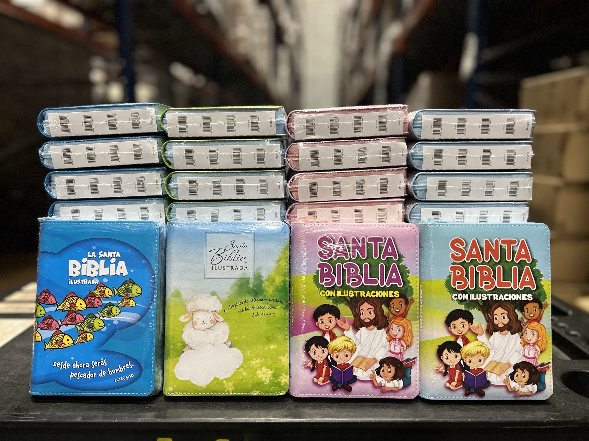 Santa Biblia para Niños / / Portada de Ovejas / Compacta/ Imitación Piel / Letra grande de 10 - Caja de 28 unidades