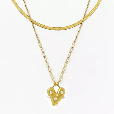 Heart of Pearls Snake Chain