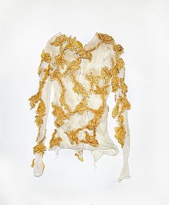 Off-cut Treatment Sheer Long sleeve Top