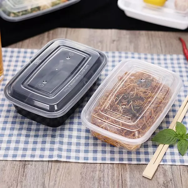 RECTANGULAR PLASTIC TAKEAWAY PACK (BLACK/CLEAR)