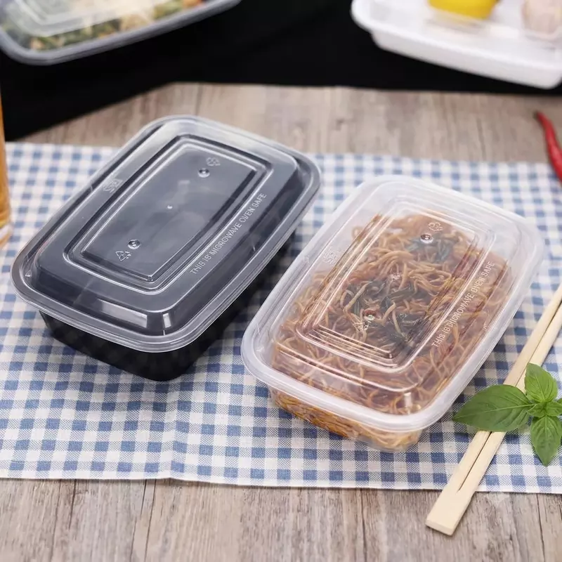 RECTANGULAR PLASTIC TAKEAWAY PACK (BLACK/CLEAR)