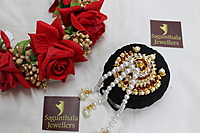 Andal Kondai - Ethnic Chandran Red kempstone & White Stone Hair Accessory