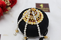 Andal Kondai - Red Kempstones & White Stones Hair Accessory