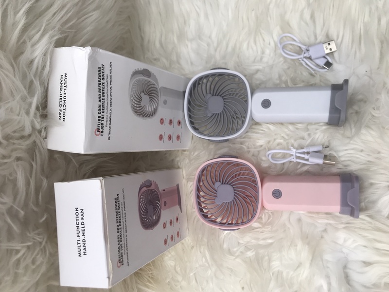 PORTABLE RECHARGEABLE HANDHELD DESKTOP FAN WITH PHONE HOLDER