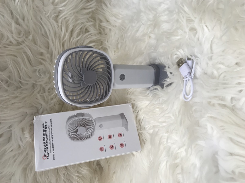 PORTABLE RECHARGEABLE HANDHELD DESKTOP FAN WITH PHONE HOLDER