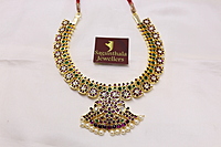 MARGAM TEMPLE JEWELLERY - MANGO PATTERN COPER & REAL KEMPSTONES NECKLACE