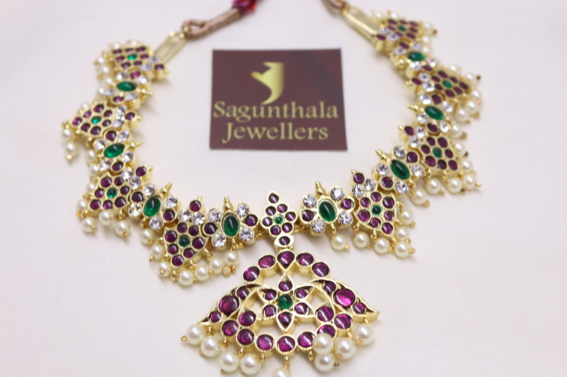 Margam Temple Jewellery - Copper One Gram Gold Finish & Real Kempstones Necklace