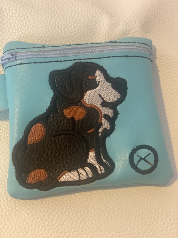 Australian Shepherd Embroidered Faux Leather Poop Bag Holder