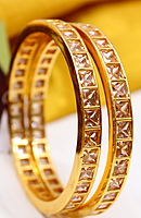 Square Pattern Zircon Bangles – One Gram Gold Finish CZ/AD Jewellery for Women | Sagunthala Jewellers