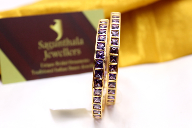 Sparkle Square One Gram Gold Bangles – Elegant CZ/AD Accents for Every Occasion!