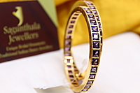 Sparkle Square One Gram Gold Bangles – Elegant CZ/AD Accents for Every Occasion!