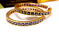 Sparkle Square One Gram Gold Bangles – Elegant CZ/AD Accents for Every Occasion!
