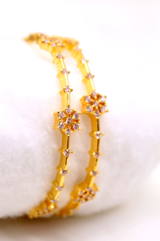 Zircon Bangles – One Gram Gold Finish CZ/AD Jewellery for Women | Sagunthala Jewellers