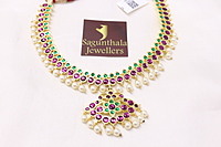 Margam Temple Jewellery - One Gram Gold Finish Copper & Real Kempstones Necklace