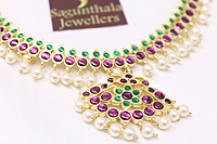 Margam Temple Jewellery - One Gram Gold Finish Copper & Real Kempstones Necklace