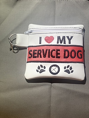 Embroidered Faux Leather Dog Poop Bag Holder: Service Dog Gift