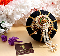 Andal Kondai - Ethnic Chandran/Moon Pattern Full Kempstones Hair Accessory