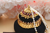 Andal Kondai - Ethnic Ornate Original Kempstones Goddess Lakshmi inspired Hair Accessory