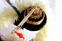 Andal Kondai - Ethnic Ornate Original Kempstones Goddess Lakshmi inspired Hair Accessory