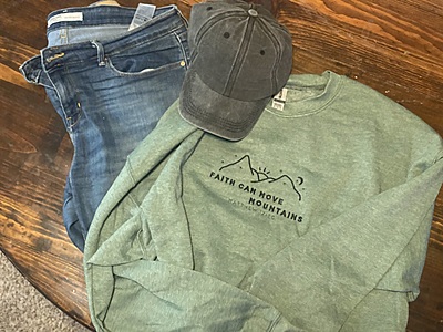 Faith Can Move Mountains Embroidered Christian Sweatshirt, Christian Embroidered Clothing, Christian Gift, Bible Verse CrewNeck Gift for Her