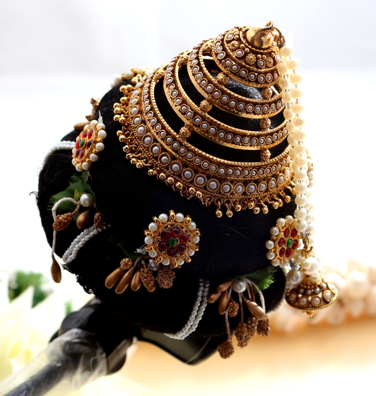 Andal Kondai - Grandeur & Elegant Matte One Gram Gold Full Pearls based Hair Accessory