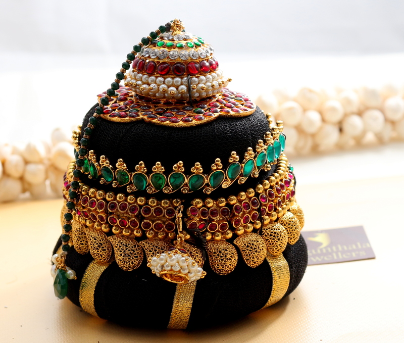 Andal Kondai - Granduer & Luxurious Original Kempstone Multicolour Hair Accessory