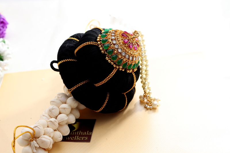 Andal Kondai - Ornamental Original Kempstones One Gram Gold Finish Ethnic Hair Accessory