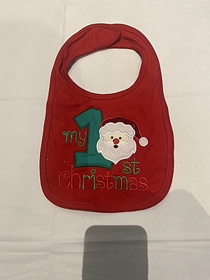 Embroidered & Appliquéd “My 1st Holiday” Bib Set | Handmade  Gift | Cute Holiday Outfit Accessory | Shower Gift