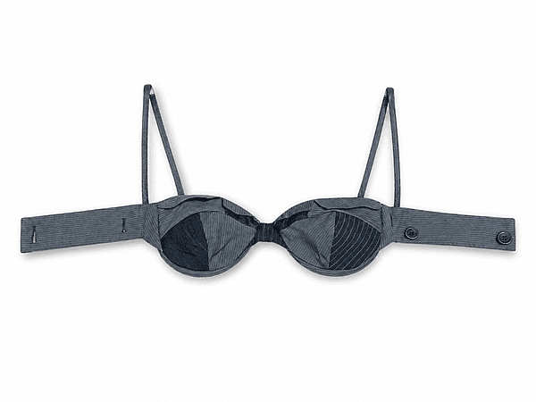 Reconstructed Pinstripe Lapel Bralette