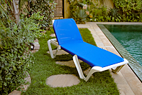 Eva Pro Sunlounger | White Frame | Blue Fabric | EPT/BL-01/00 | Balliu