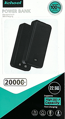 Kehool 20000mAh PD 22.5W Fast Charging Power Bank – Black High Capacity Edition