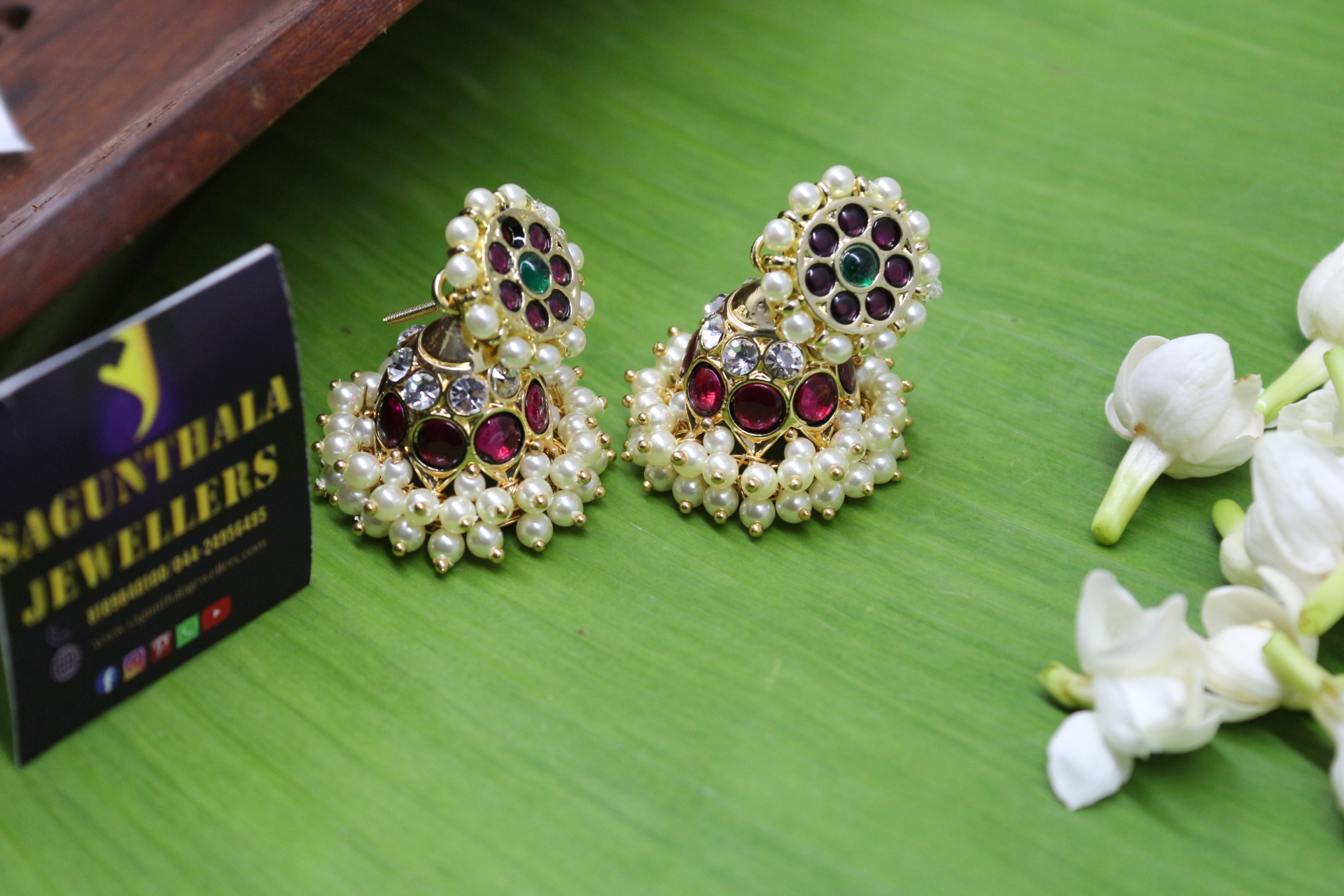 Traditional South Indian Jhimikki Earrings – Kempstones & Copper Base