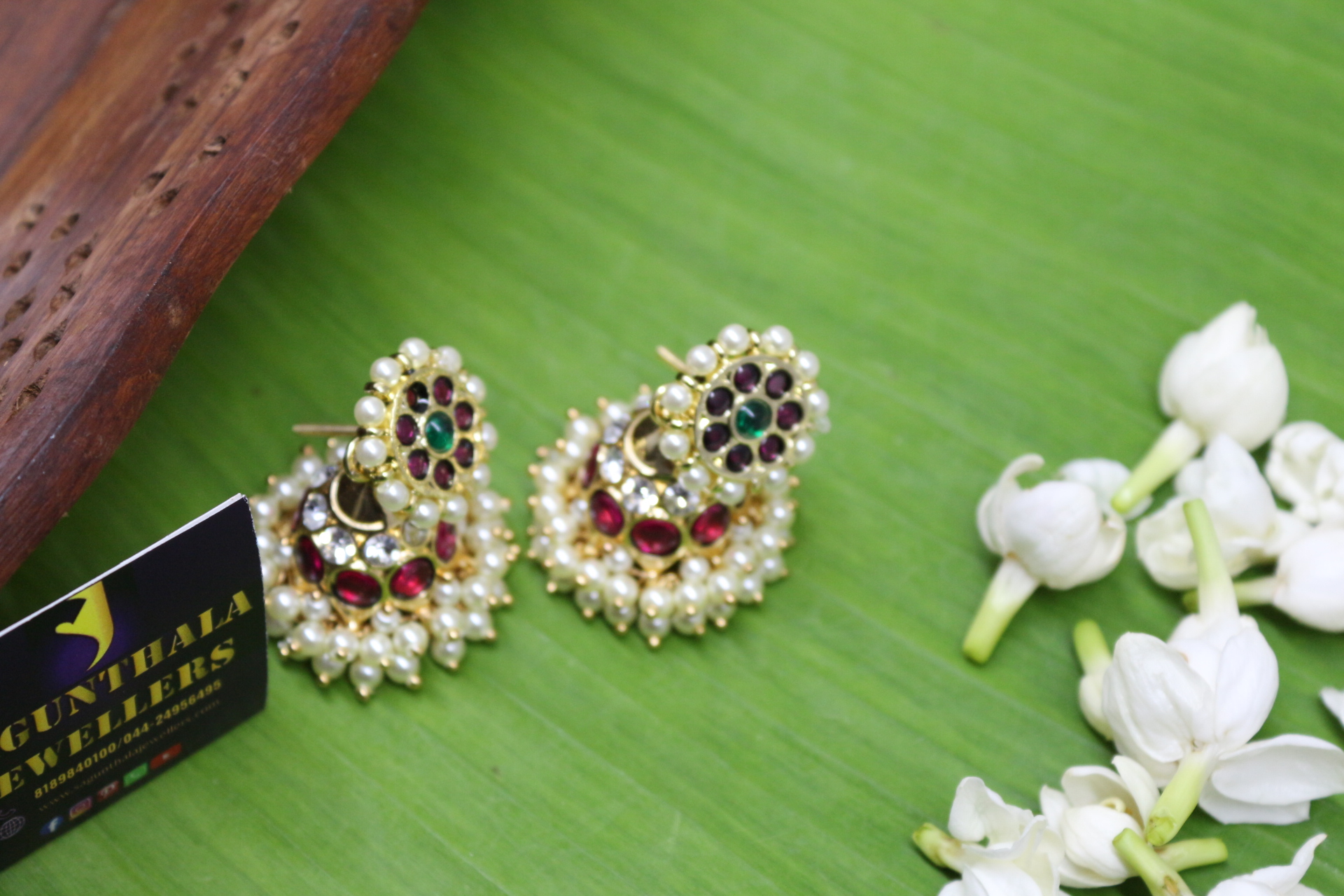 Traditional South Indian Jhimikki Earrings – Kempstones & Copper Base