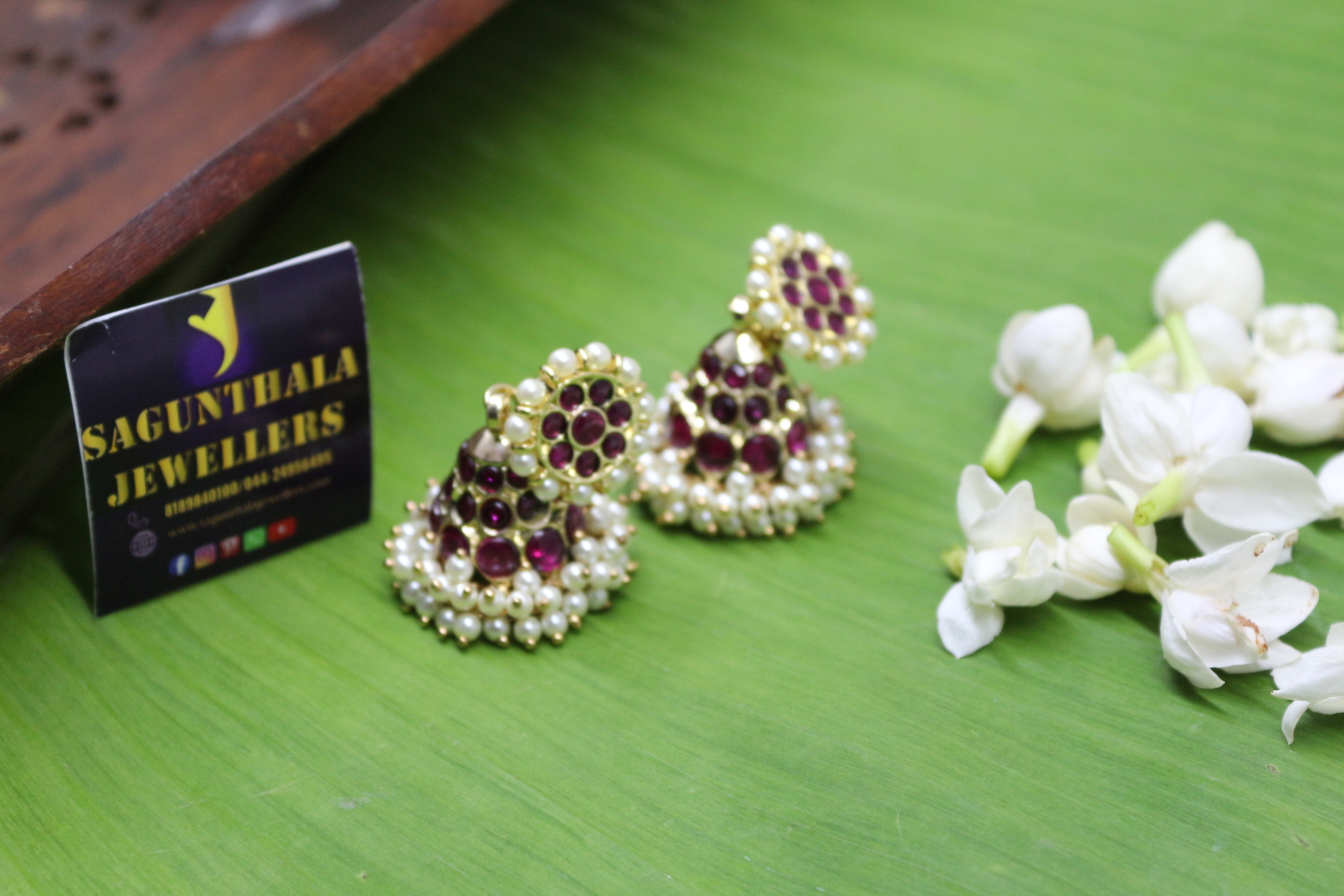 Margam Temple Jhumkas|Jimikki Earrings  – Copper Base with Authentic Kemp Stones