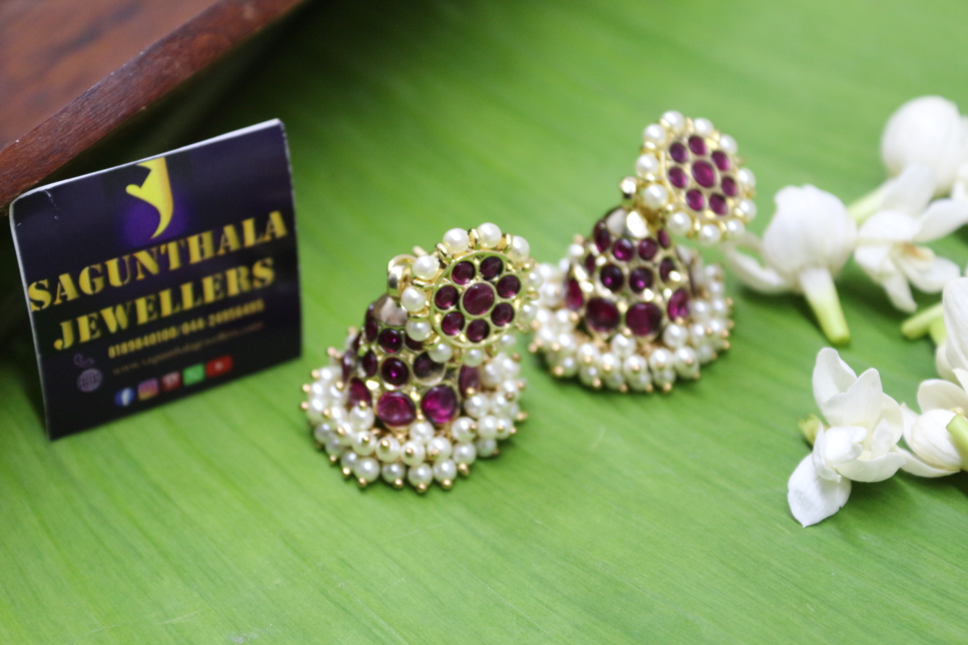 Margam Temple Jhumkas|Jimikki Earrings  – Copper Base with Authentic Kemp Stones