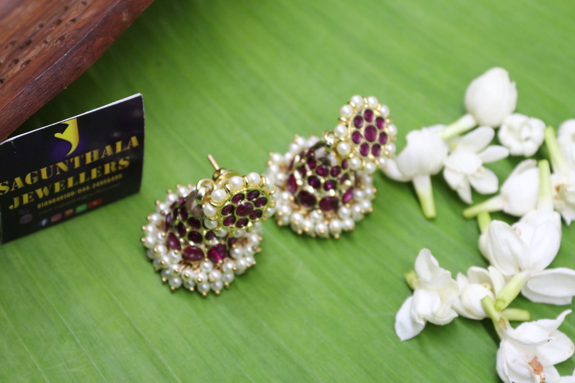 Margam Temple Jhumkas|Jimikki Earrings  – Copper Base with Authentic Kemp Stones