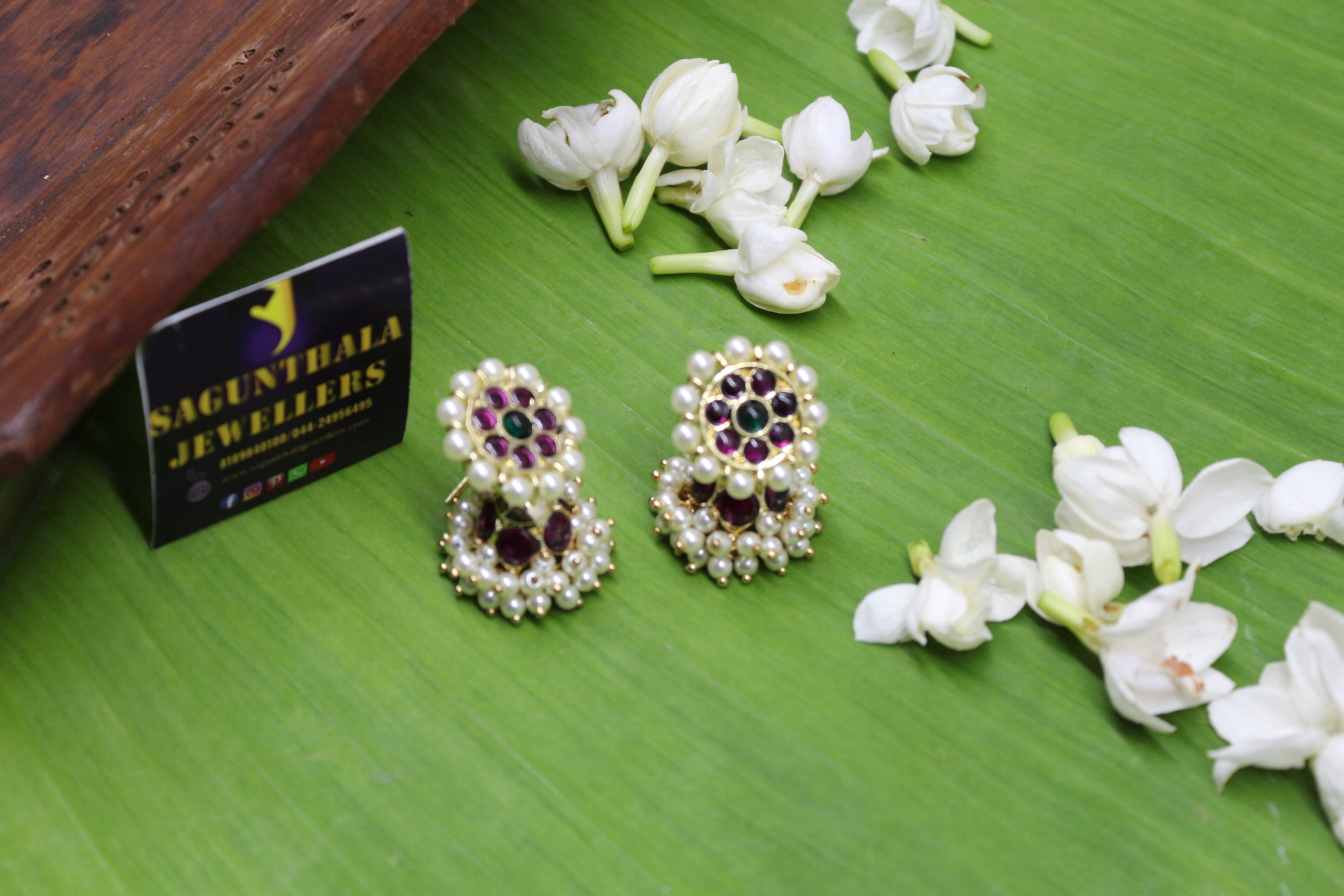 Margam Temple Jhumkas – Panchalokam Grace in One Gram Gold & Authentic Red Kempstones