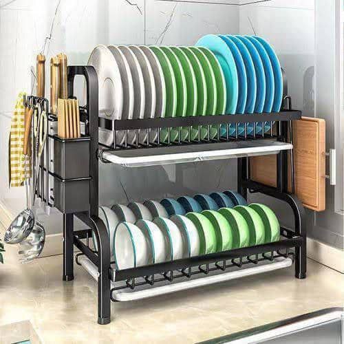 2 LAYERS PLATE RACK - BLACK