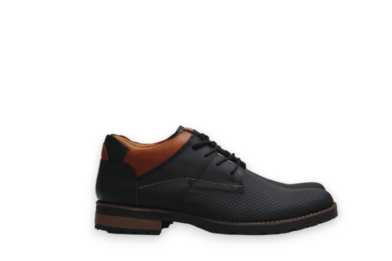 Zapato Cordón Pianelo Negro Cuello Café