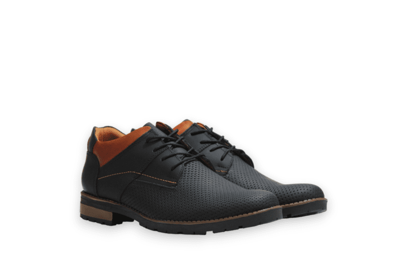 Zapato Cordón Pianelo Negro Cuello Café