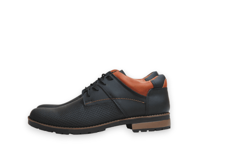 Zapato Cordón Pianelo Negro Cuello Café