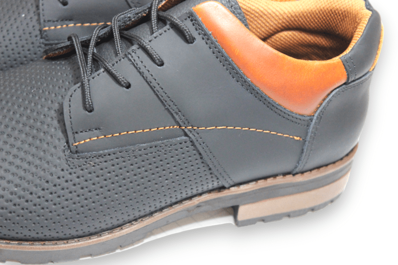 Zapato Cordón Pianelo Negro Cuello Café