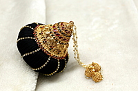 Matte Antique Gold Finish & Real Kempstone Andal Kondai - Ethnic Hair Accessory