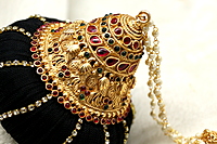 Matte Antique Gold Finish & Real Kempstone Andal Kondai - Ethnic Hair Accessory