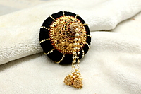 Matte Antique Gold Finish & Real Kempstone Andal Kondai - Ethnic Hair Accessory