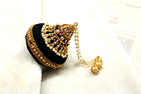 Matte Antique Gold Finish Andal Kondai with Real Kempstones – Ethnic Hair Accessory